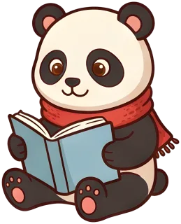 Little Panda reads a book.