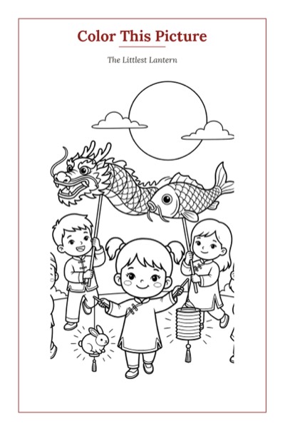 The Littlest Lantern — a printable Mid-Autumn coloring page from China