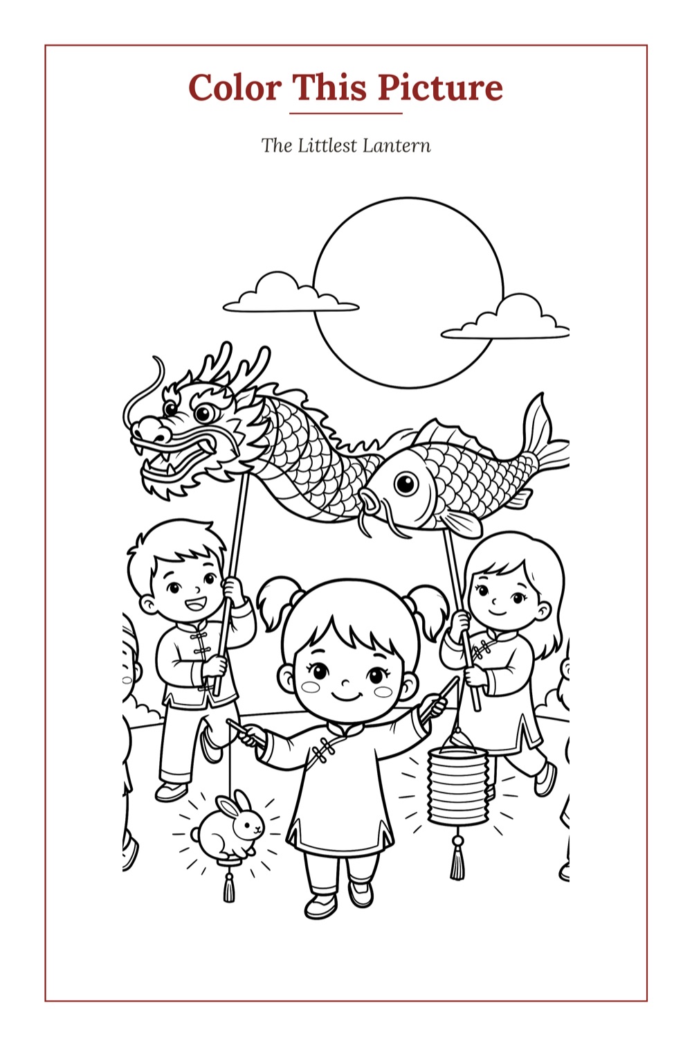 The Littlest Lantern — a printable Mid-Autumn coloring page from China