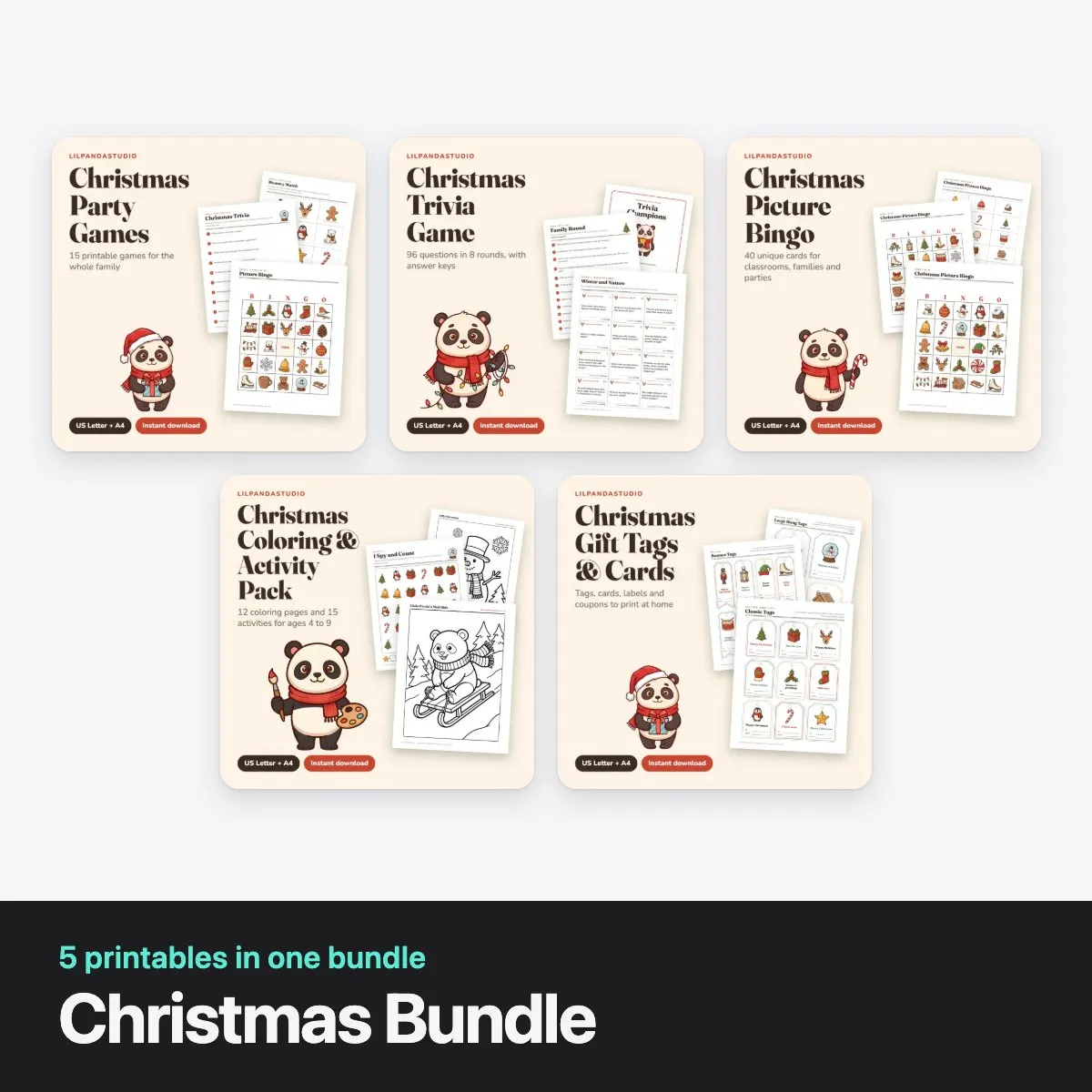 Christmas Bundle: 5 printables in one bundle