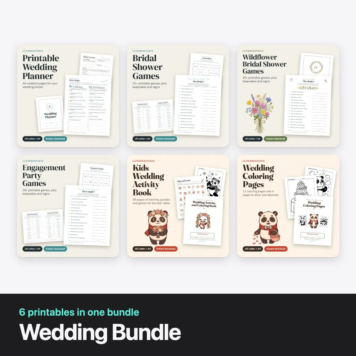 Wedding Bundle: 6 printables in one bundle