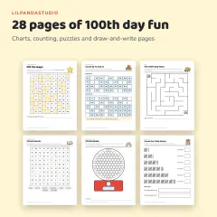 Little Panda’s 100th Day of School Activity Pack: 28 pages