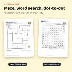 Little Panda’s 100th Day of School Activity Pack: puzzles