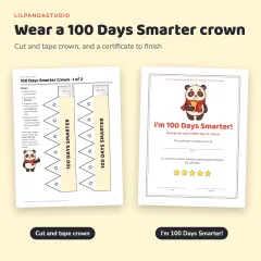 Little Panda’s 100th Day of School Activity Pack: crown and certificate