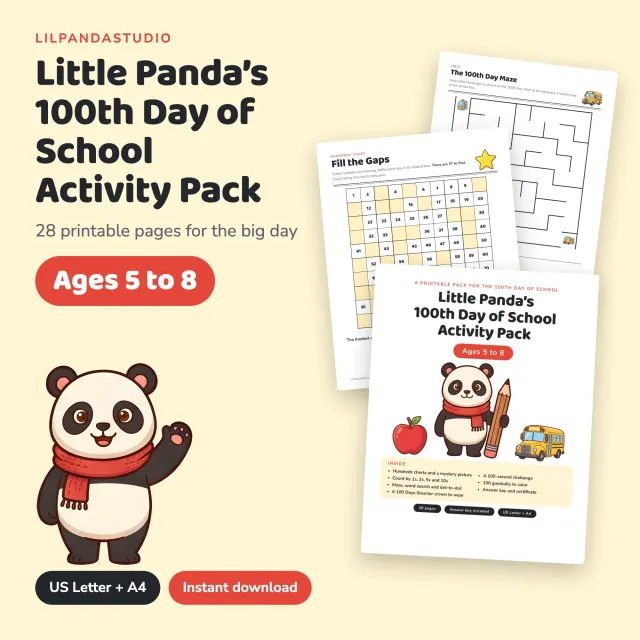 Little Panda’s 100th Day of School Activity Pack cover