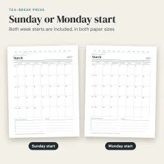 2027 Weekly Planner and Habit Tracker: sunday or monday