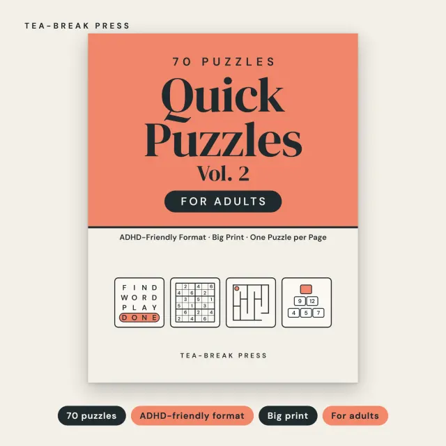 Quick Puzzles, Vol. 2: ADHD-Friendly Format, 70 Short Big-Print Puzzles for Adults cover