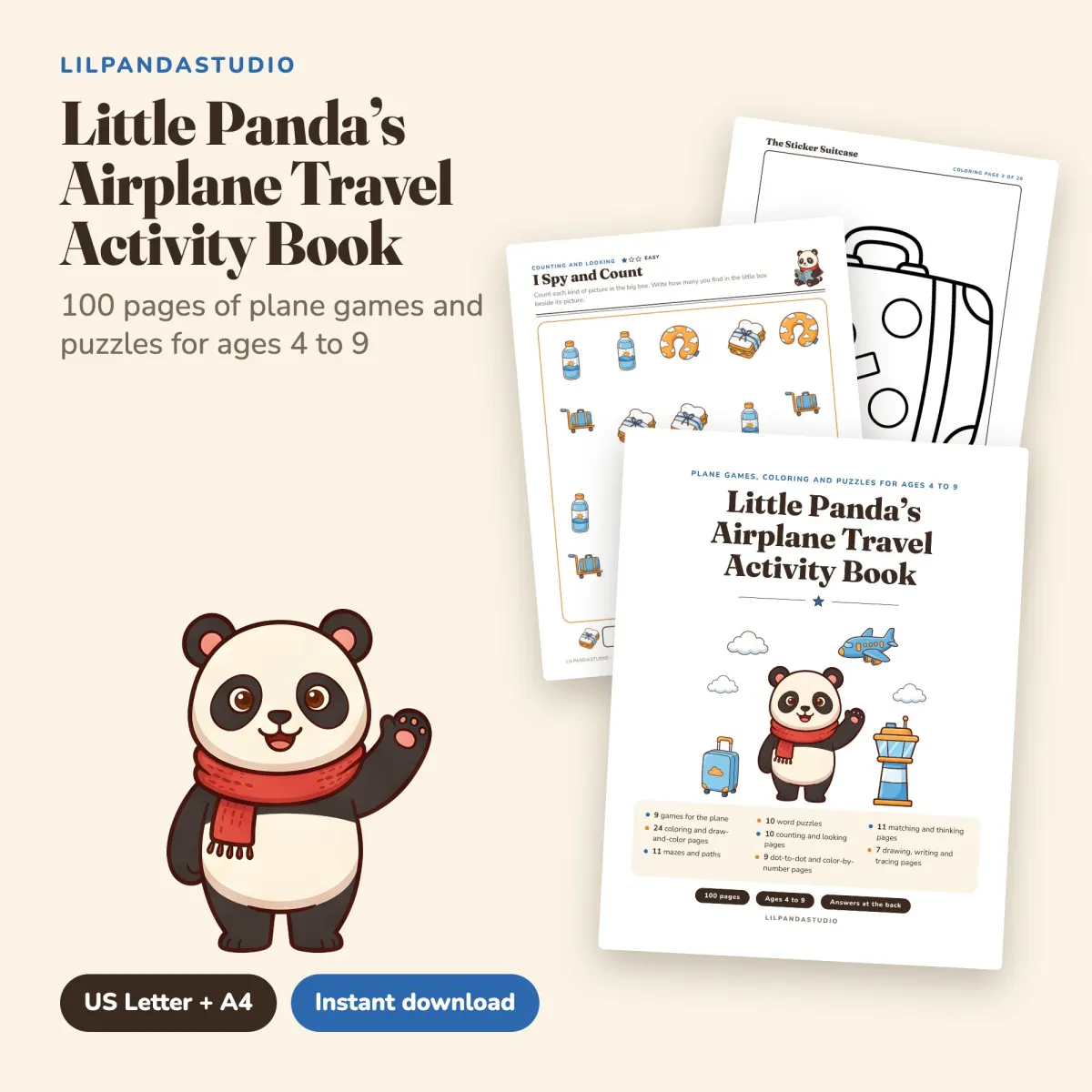 Little Panda's Airplane Travel Activity Book: cover