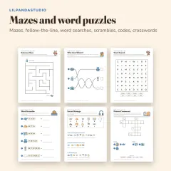 Little Panda's Airplane Travel Activity Book: mazes and words