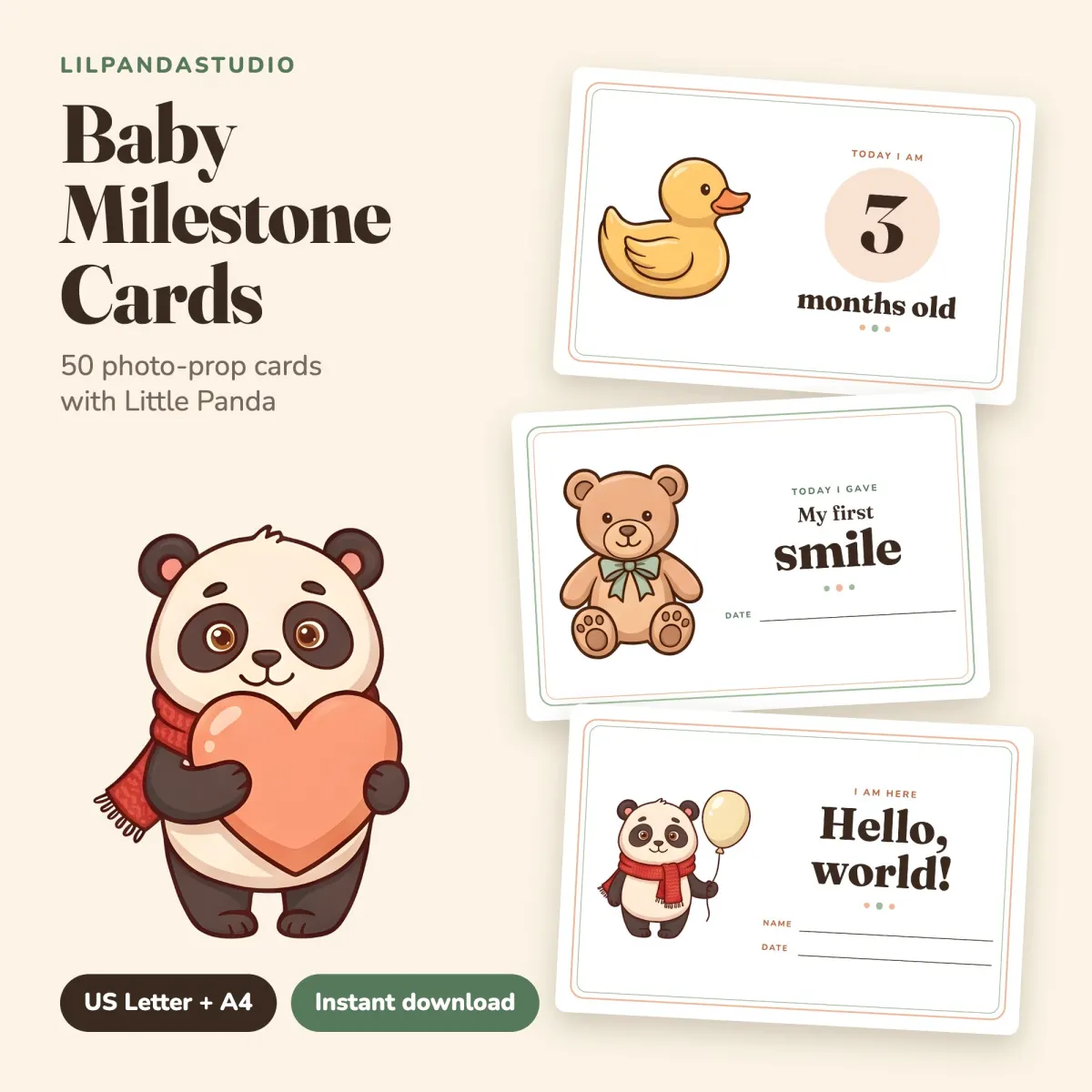 Baby Milestone Cards with Little Panda: cover