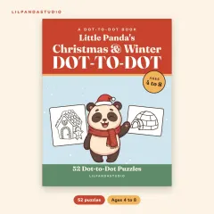 Little Panda's Christmas and Winter Dot-to-Dot: 52 Dot-to-Dot Puzzles for Kids Ages 4 to 8: front cover