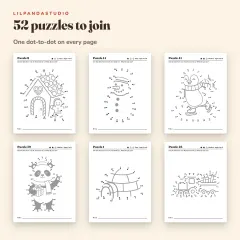 Little Panda's Christmas and Winter Dot-to-Dot: 52 Dot-to-Dot Puzzles for Kids Ages 4 to 8: puzzles