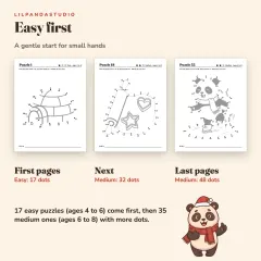 Little Panda's Christmas and Winter Dot-to-Dot: 52 Dot-to-Dot Puzzles for Kids Ages 4 to 8: easy first