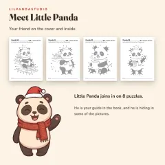 Little Panda's Christmas and Winter Dot-to-Dot: 52 Dot-to-Dot Puzzles for Kids Ages 4 to 8: little panda