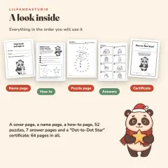 Little Panda's Christmas and Winter Dot-to-Dot: 52 Dot-to-Dot Puzzles for Kids Ages 4 to 8: look inside