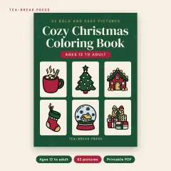 Cozy Christmas Coloring Book: 52 Bold and Easy Pictures for Teens and Adults: front cover