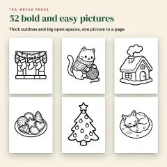 Cozy Christmas Coloring Book: 52 Bold and Easy Pictures for Teens and Adults: fifty two pictures