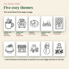 Cozy Christmas Coloring Book: 52 Bold and Easy Pictures for Teens and Adults: five themes