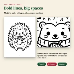 Cozy Christmas Coloring Book: 52 Bold and Easy Pictures for Teens and Adults: bold lines