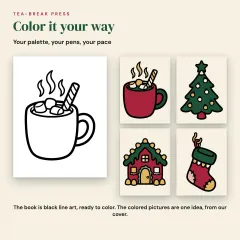 Cozy Christmas Coloring Book: 52 Bold and Easy Pictures for Teens and Adults: color it