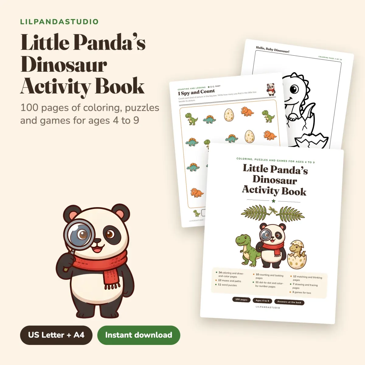 Little Panda's Dinosaur Activity Book: cover