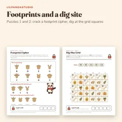 Little Panda’s Dinosaur Dig Escape Room: cipher and grid