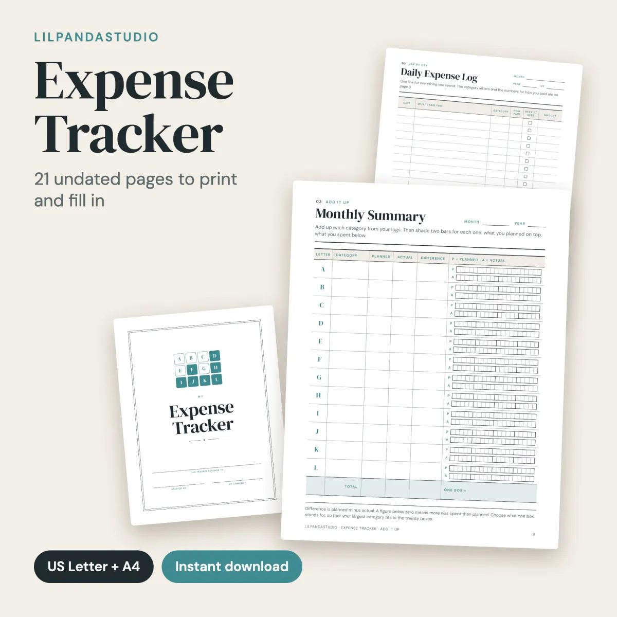 Expense Tracker Printable: cover