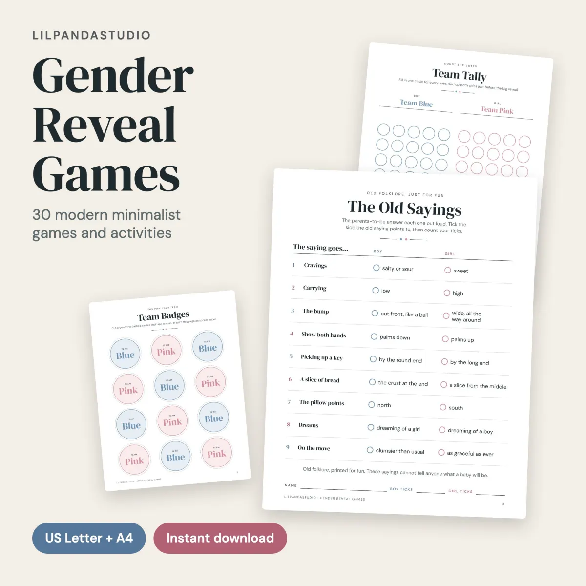 Gender Reveal Party Games, Modern Minimalist: cover
