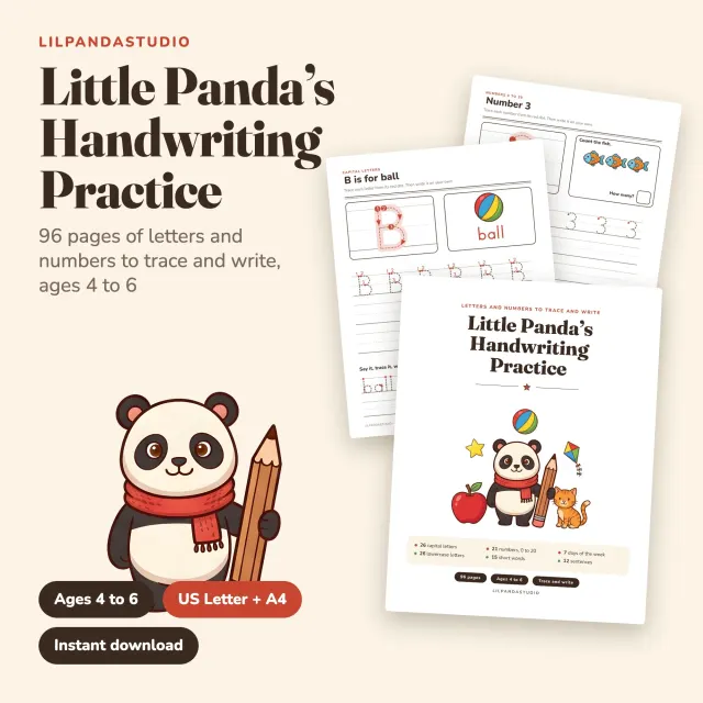 Little Panda's Handwriting Practice: Letters and Numbers cover