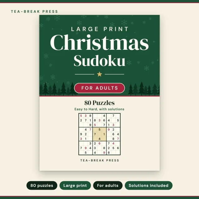 Large Print Christmas Sudoku: 80 Easy to Hard Puzzles for Adults cover
