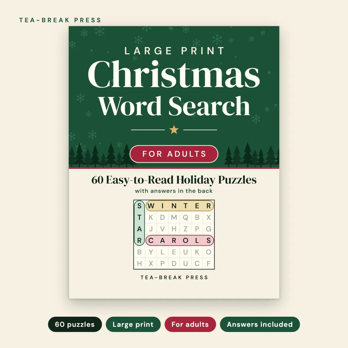 Large Print Christmas Word Search: 60 Easy-to-Read Puzzles for Adults: front cover