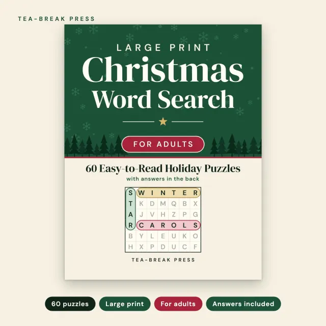 Large Print Christmas Word Search: 60 Easy-to-Read Puzzles for Adults cover