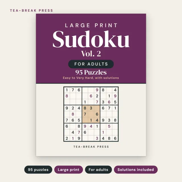 Large Print Sudoku, Vol. 2: 95 Easy to Very Hard Puzzles for Adults cover