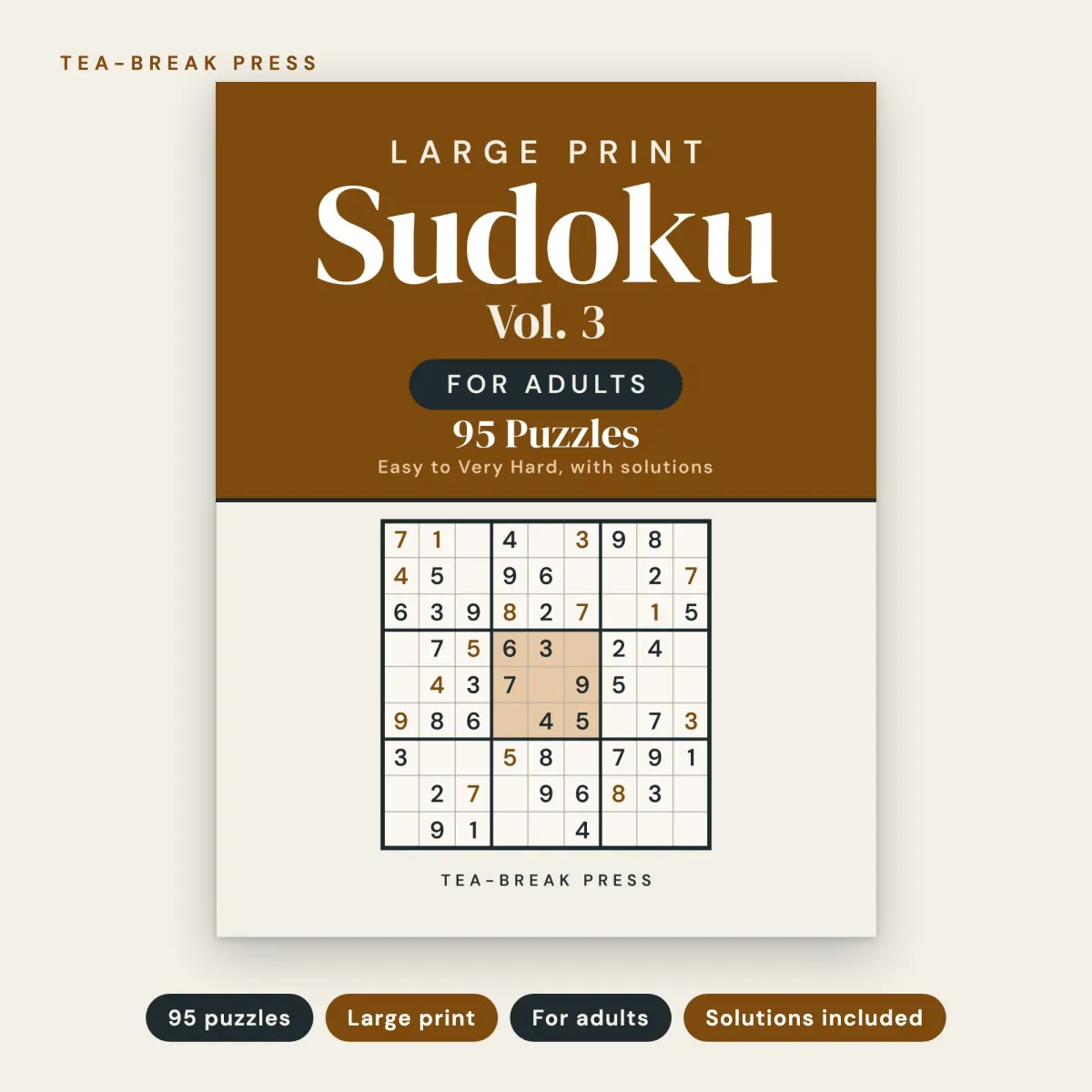 Large Print Sudoku, Vol. 3: 95 Easy to Very Hard Puzzles for Adults: front cover
