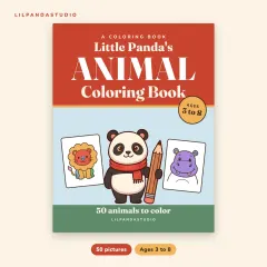 Little Panda's Animal Coloring Book: 50 Big Pictures to Color for Kids Ages 3 to 8: front cover