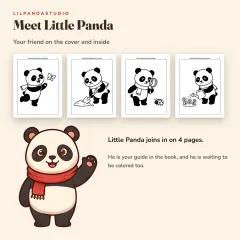 Little Panda's Animal Coloring Book: 50 Big Pictures to Color for Kids Ages 3 to 8: little panda