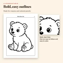 Little Panda's Christmas Coloring Book: 40 Big Pictures to Color for Kids Ages 3 to 8: bold outlines