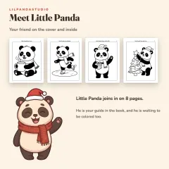Little Panda's Christmas Coloring Book: 40 Big Pictures to Color for Kids Ages 3 to 8: little panda
