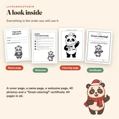 Little Panda's Christmas Coloring Book: 40 Big Pictures to Color for Kids Ages 3 to 8: look inside