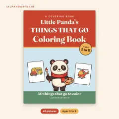 Little Panda's Things That Go Coloring Book: 40 Big Pictures to Color for Kids Ages 3 to 8: front cover