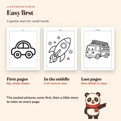 Little Panda's Things That Go Coloring Book: 40 Big Pictures to Color for Kids Ages 3 to 8: easy first