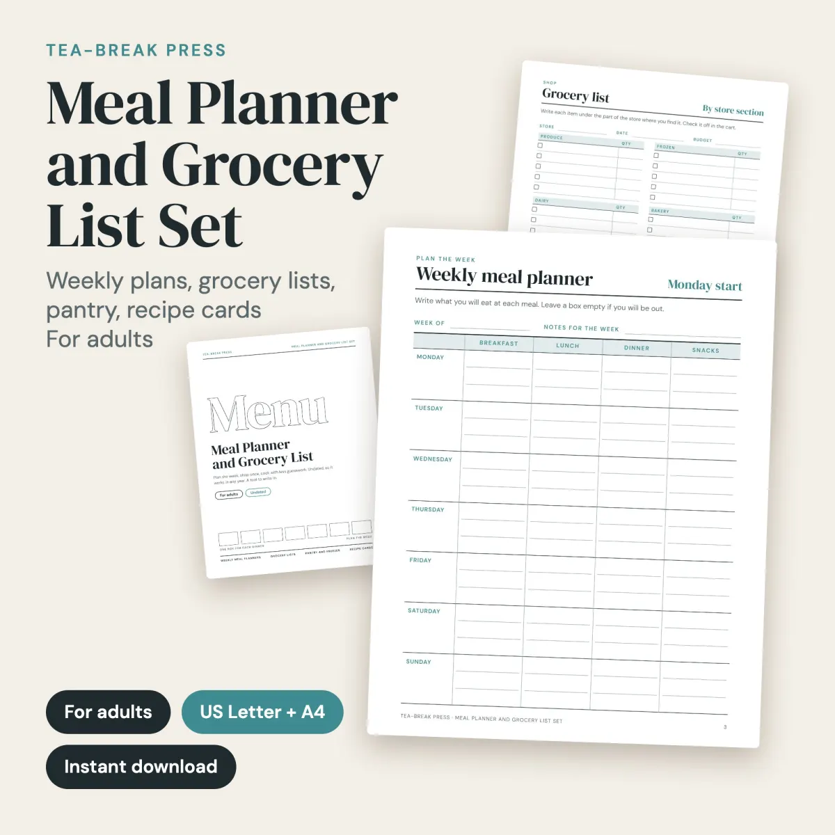 Meal Planner and Grocery List Set: cover