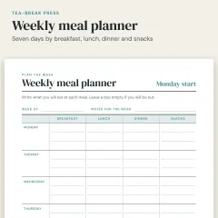 Meal Planner and Grocery List Set: weekly closeup