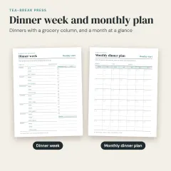 Meal Planner and Grocery List Set: dinner and month