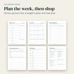 Meal Planner and Grocery List Set: plan and shop