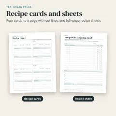 Meal Planner and Grocery List Set: recipes