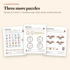 Little Panda’s Sunken Ship Escape Room: map clocks scales