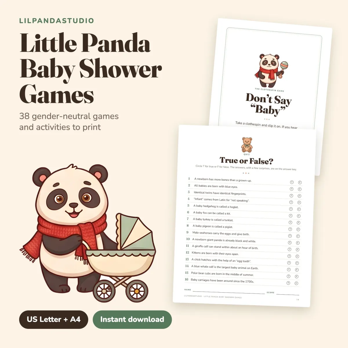 Little Panda Baby Shower Games: cover