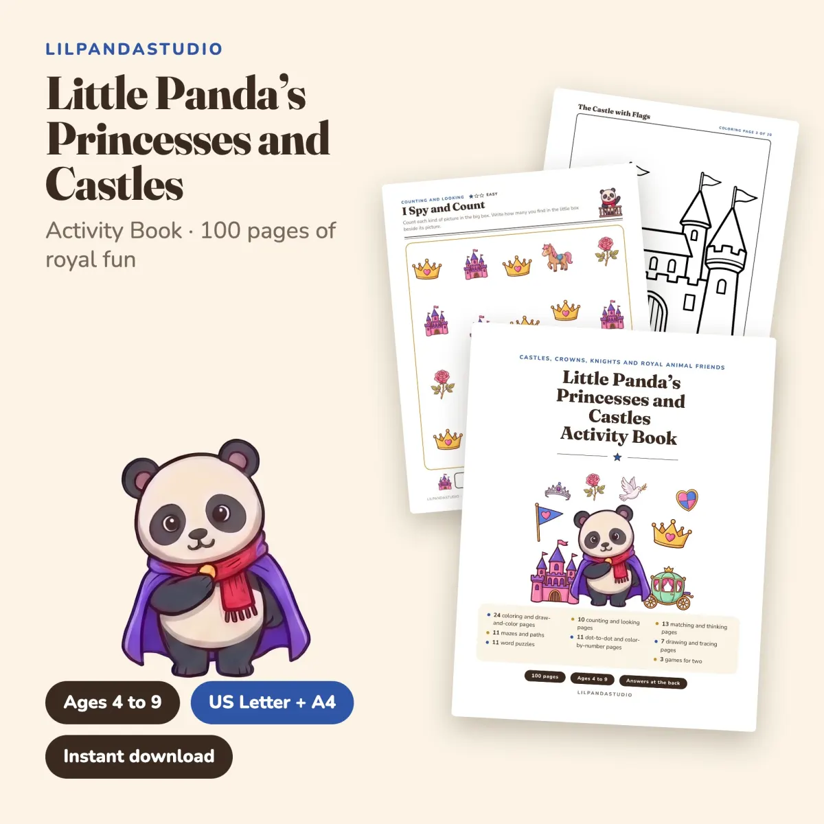 Little Panda's Princesses and Castles Activity Book: cover