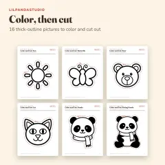 Little Panda's Scissor Skills Activity Book: color then cut